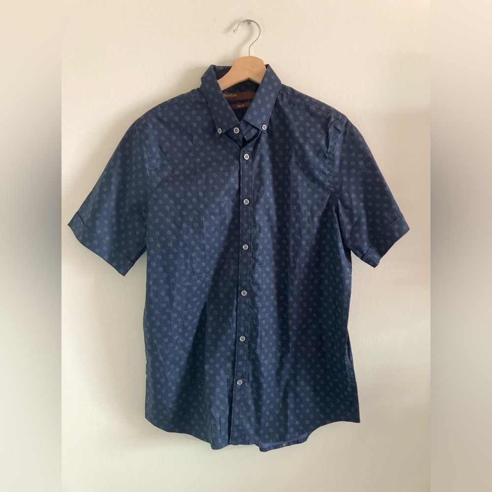 Perry Ellis Slim Fit Button Down Shirt Short Sleeve Floral Medium NWT